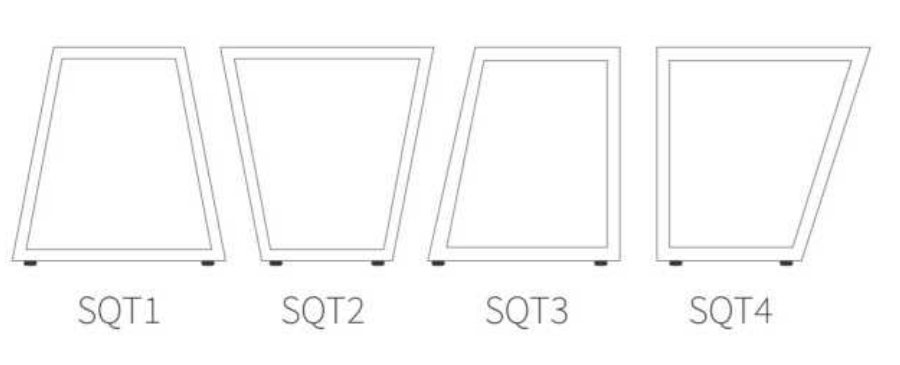 SQT1 到 SQT4 四種梯形口字腳的線稿